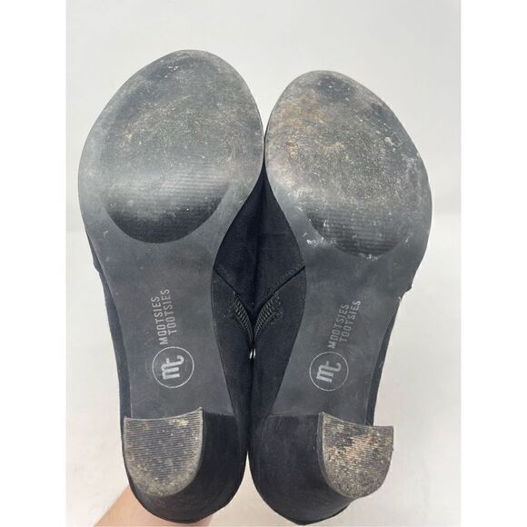 🔴 Mootsie Tootsie black vegan suede ankle booties size 9.5 - Picture 6 of 13